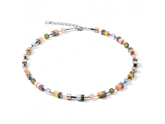 GEOCUBE Necklace Medium Olive & Peach