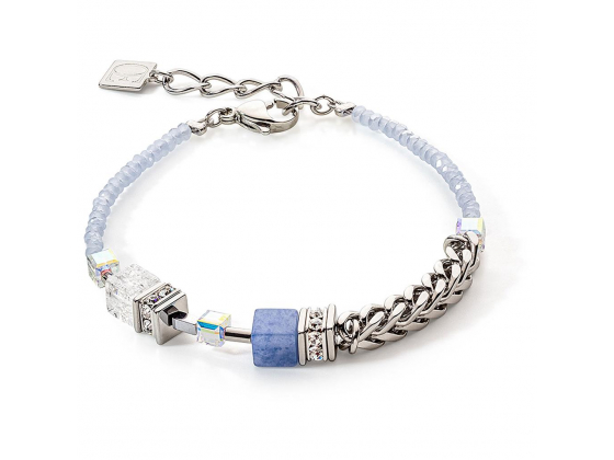 GEOCUBE Bracelet Precious Fusion Chunky Chain Light Blue