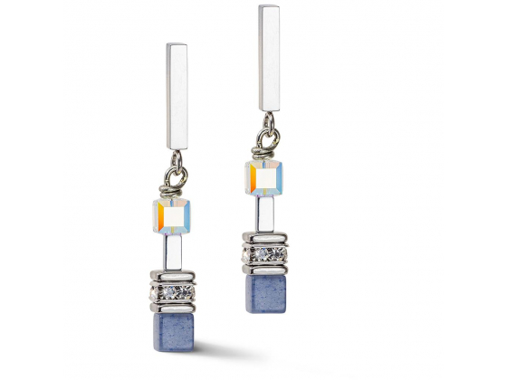 GEOCUBE Earrings Precious Fusion Chunky Chain Light Blue