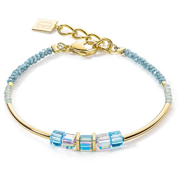 Cube Story Bracelet Minimalistic Gold & Turquoise