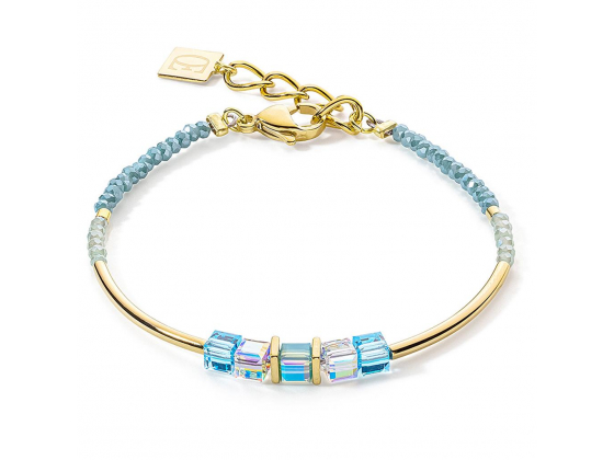 Cube Story Bracelet Minimalistic Gold & Turquoise