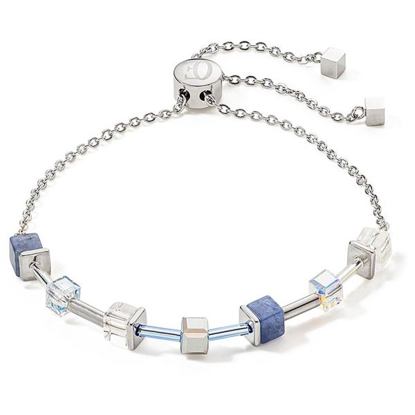 GEOCUBE Bracelet Precious & Slider Closure Silver & Blue