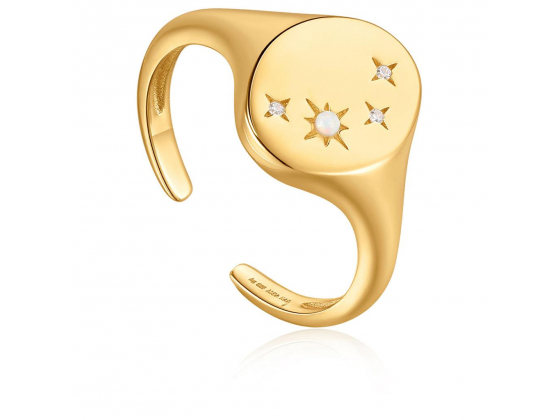 Gold Starry Kyoto Opal Adjustable Signet Ring