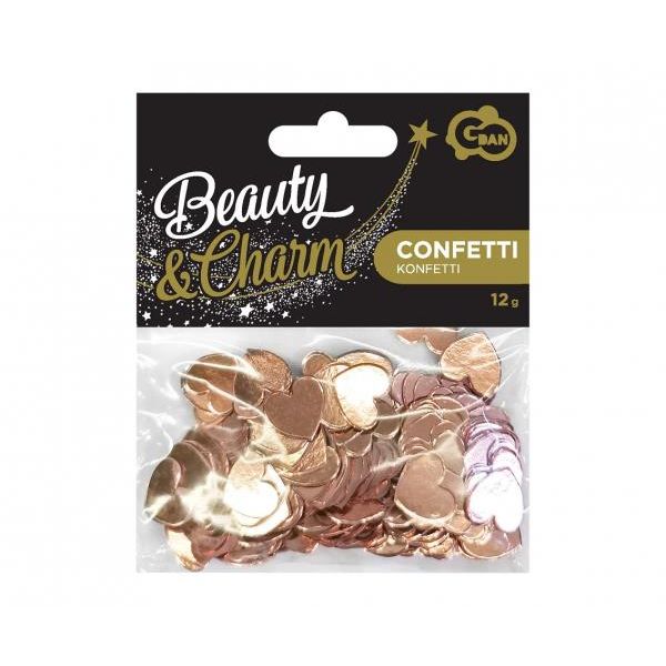 Konfetti papir hjerte rosegull 12g