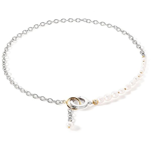 Necklace Y & Oval Freshwater Pearls with O-ring Bicolor