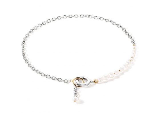 Necklace Y & Oval Freshwater Pearls with O-ring Bicolor