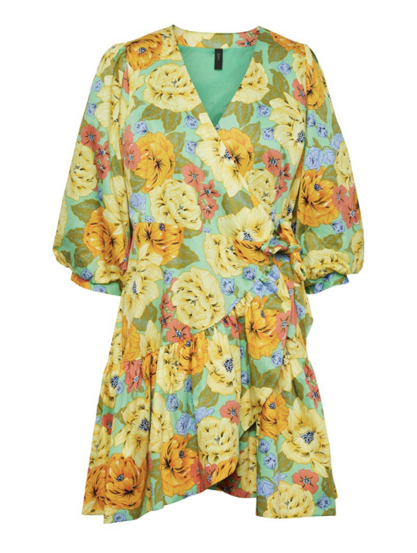 Street 3/4 Wrap Dress - Irish Green Street Print  - Image 2