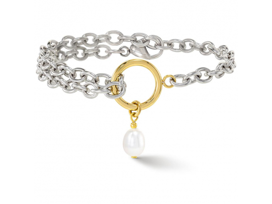 Bracelet Y & Oval Freshwater Pearls with O-ring Bicolor