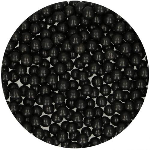 Sukkerperler, svarte og glinsende, 7mm, 80 g
