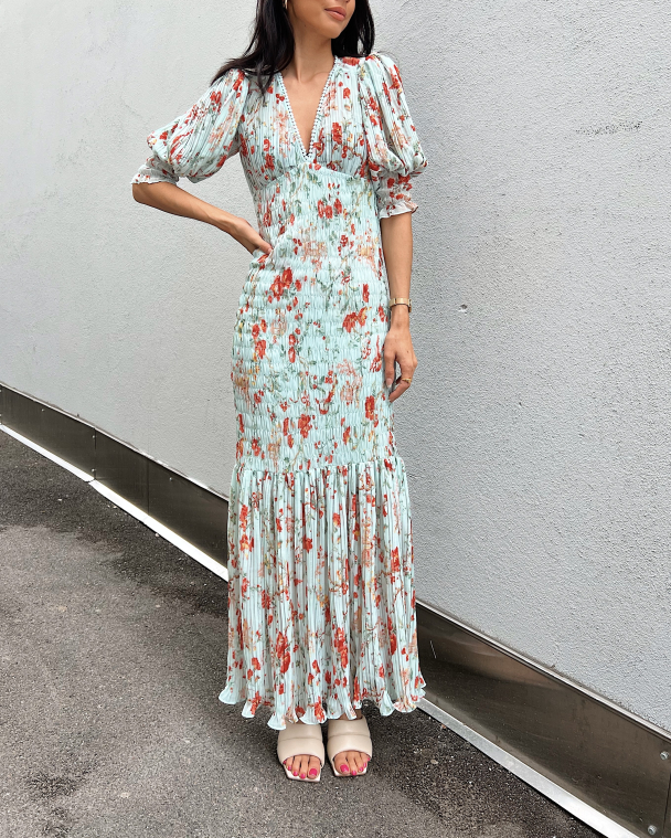 Plisse Maxi Dress - Rose Garden  - Image 1