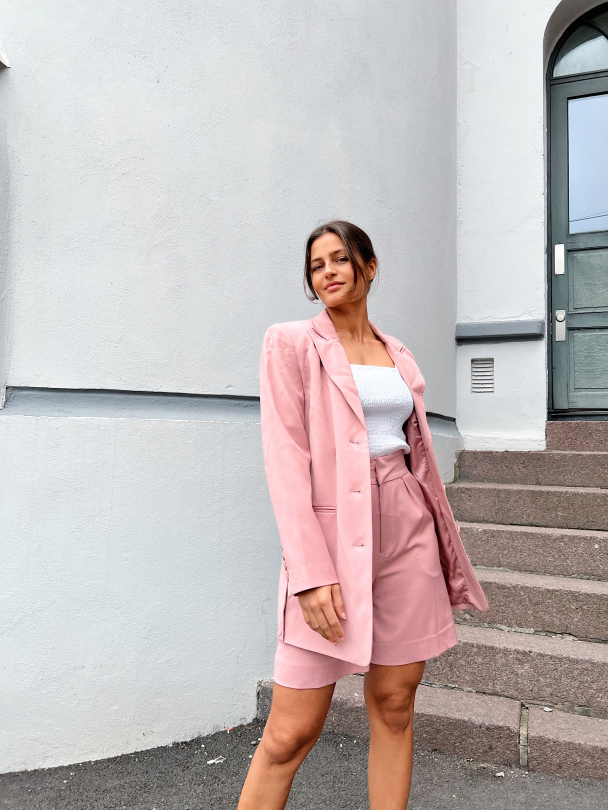 Collins Slit Blazer - Rose Melange  - Image 4