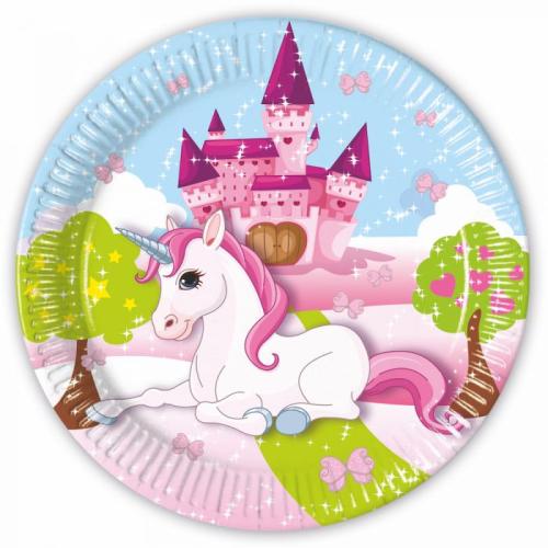 Papptallerken ENHJØRNING SLOTT, 23 cm 8 stk