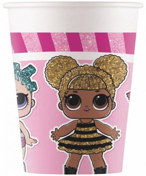 Pappbeger, LOL GLITTER, 8 stk, 200 ml