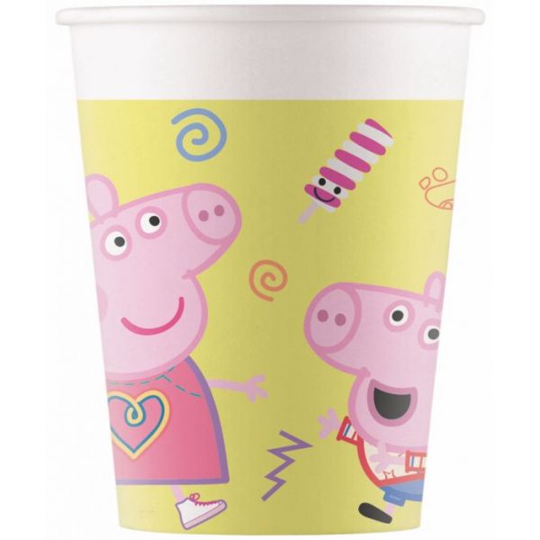 Pappbeger, PEPPA GRIS GUL, 8 stk, 200 ml