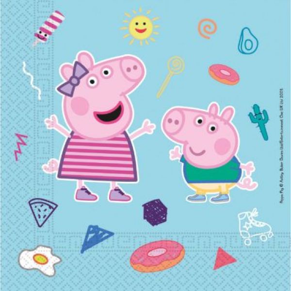 Serviett, PEPPA GRIS BLÅ, 20 stk, 33x33 cm