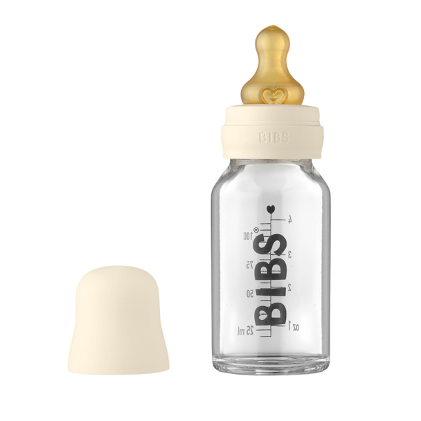 Baby Glass Bottle 110 ml Complete - Ivory - Image 1