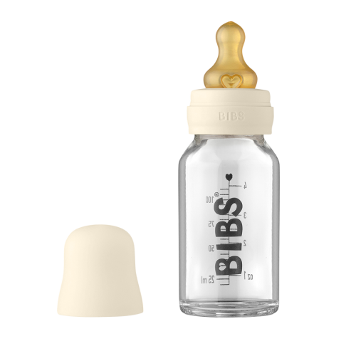 BIBS - BABY GLASS BOTTLE 110 ML COMPLETE IVORY