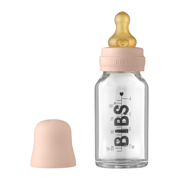 Baby Glass Bottle 110 ml Complete - Blush - Image 1