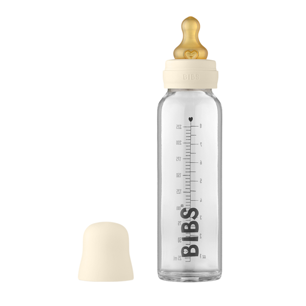 BIBS - BABY GLASS BOTTLE 225 ML COMPLETE IVORY