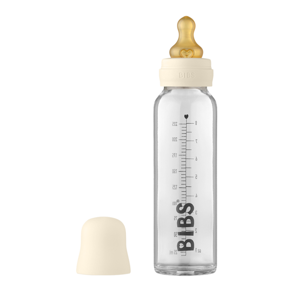 BIBS | Baby Glass Bottle 225 ml Complete - Ivory