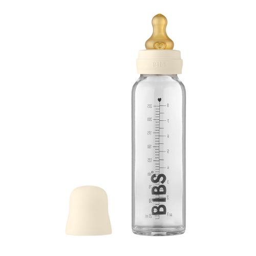 BIBS - BABY GLASS BOTTLE 225 ML COMPLETE IVORY