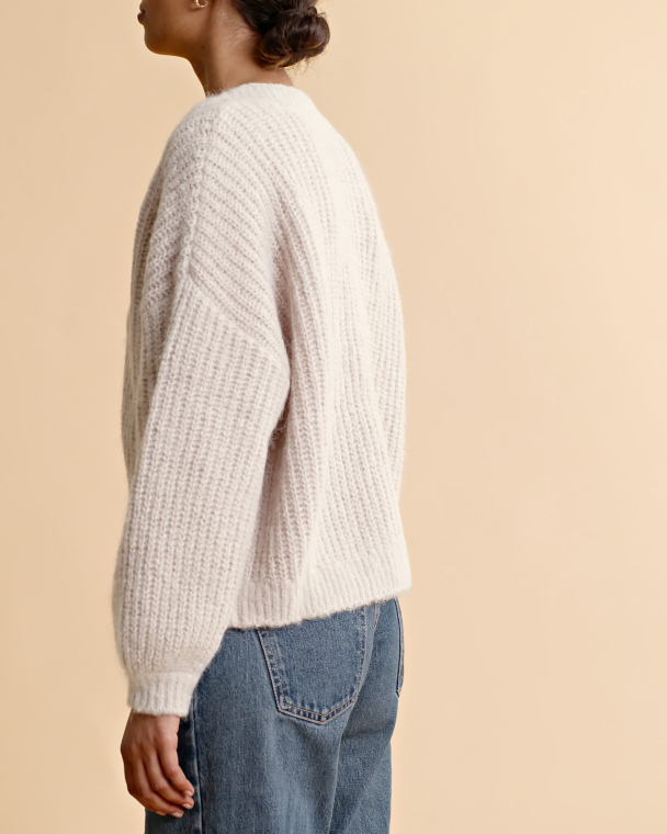Hairy Knit Cardigan - Pale  - Image 3