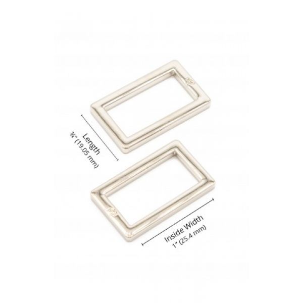 By Annie 1" rectangle ring nickel 2 pack