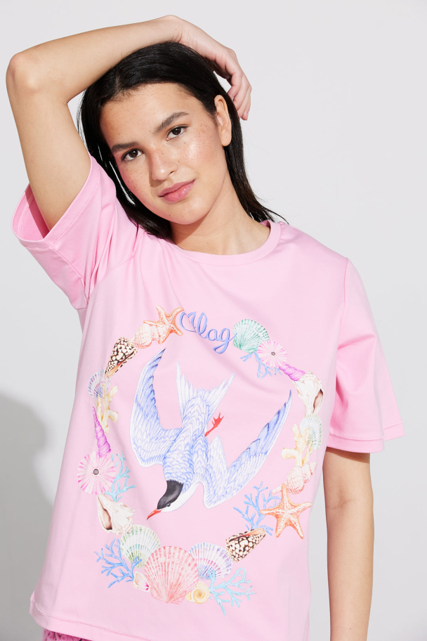 Løvmeis tee - Pink Bird - Image 2