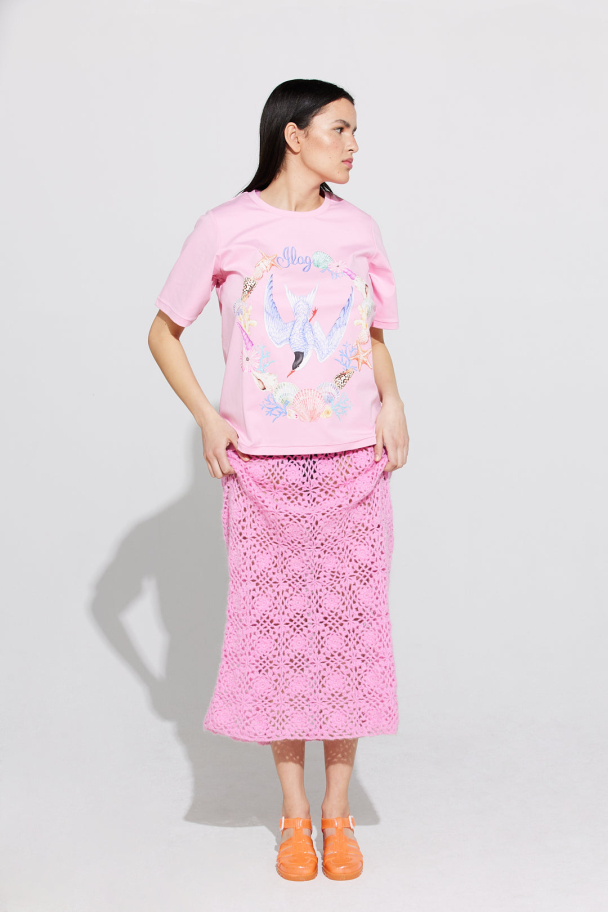 Løvmeis tee - Pink Bird - Image 3