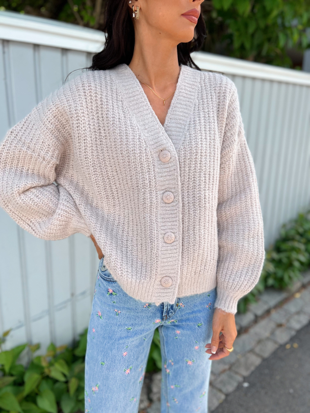 Hairy Knit Cardigan - Pale  - Image 1