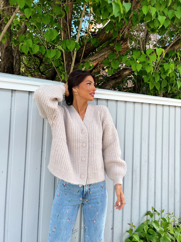 Hairy Knit Cardigan - Pale  - Image 4