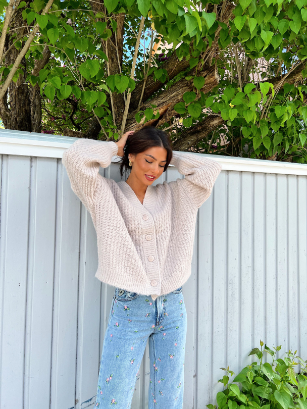 Hairy Knit Cardigan - Pale  - Image 5