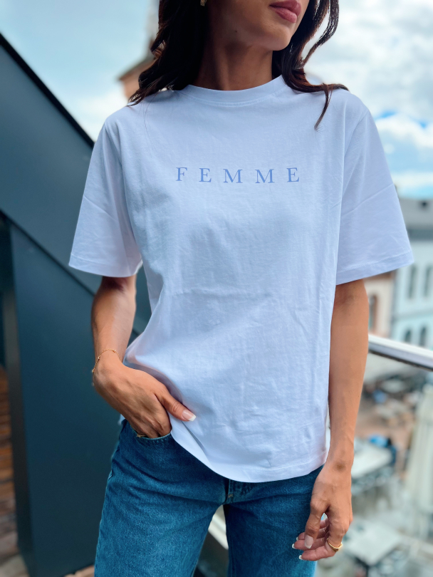 Vilja Printet Tee - Bright White  - Image 1