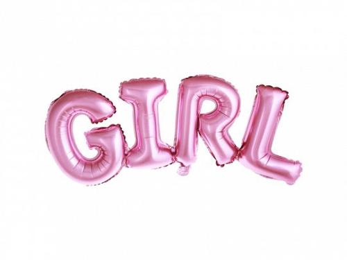 Ballong, GIRL, rosa folie, 67x29 cm