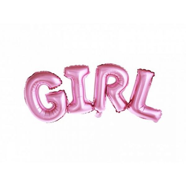 Ballong, GIRL, rosa folie, 67x29 cm
