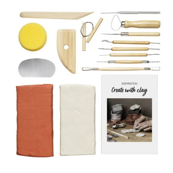 DIY-kit hobby clay – 2 kg hobbyleie og en mengde praktiske verktøy