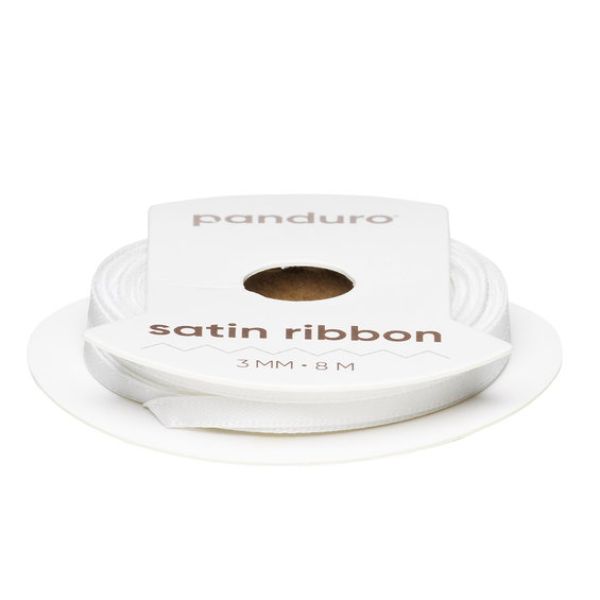 Hvitt satengbånd 3mm