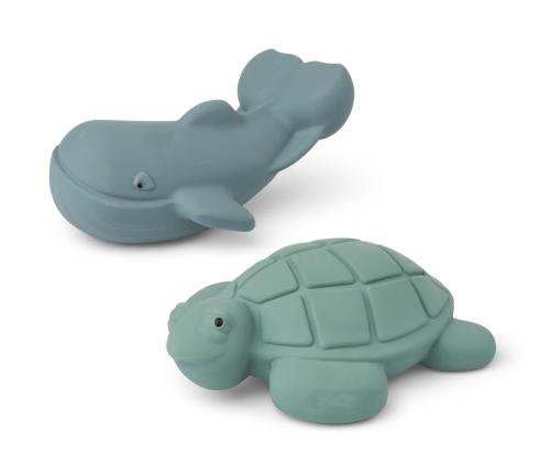 LIEWOOD - NED BATH TOYS 2-PK PEPPERMINT/WHALE BLUE MIX