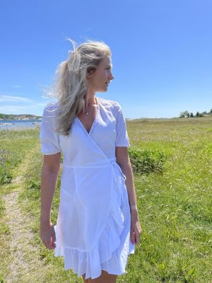 Linen wrap dress - Hvit 