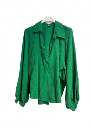 Skjorte i krepp bomull, grønn