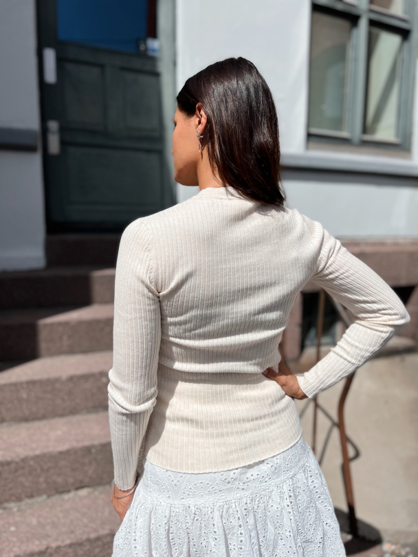Lydia New Rib Knit O-Neck - Birch Melange - Image 3