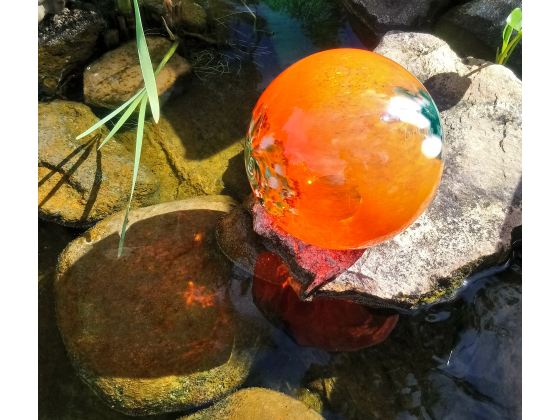 10" Art Glass Solar LED, Orange