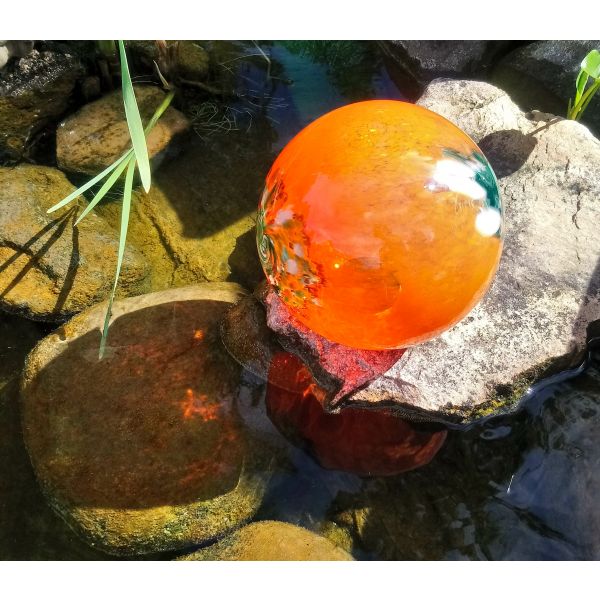 10" Art Glass Solar LED, Orange