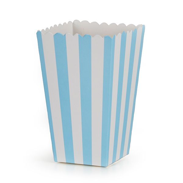 Popcornbeger, BLÅ STRIPER, 6 stk