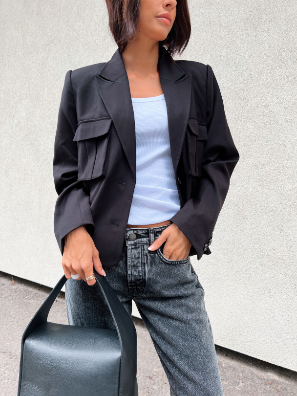 Nora Short Blazer - Black  - Image 1