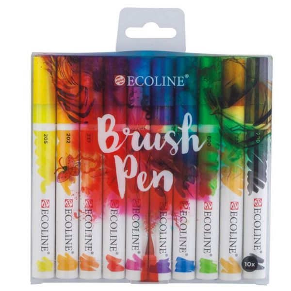 Talens Ecoline Brush Pen – Sett med 10 ass. farge