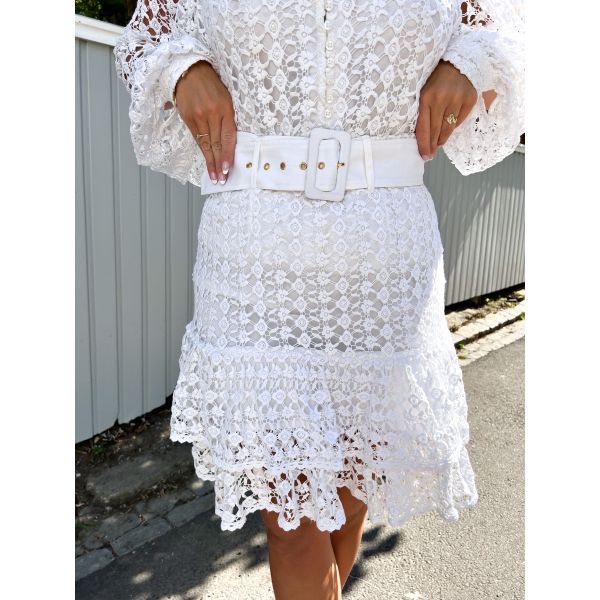 Lace Crochet Skirt - White 