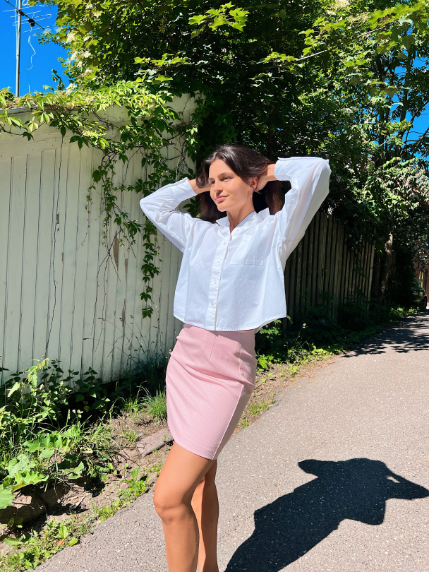 Reka Cropped Shirt - Bright White  - Image 7