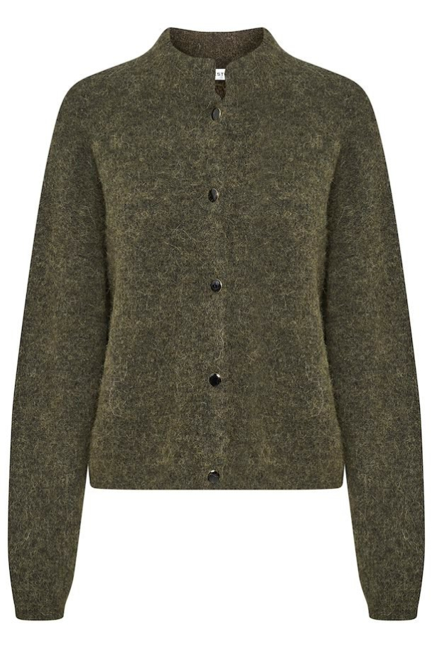 Alpha short cardigan - Dark Olive Melan - Image 2