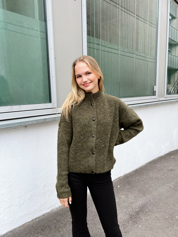 Alpha short cardigan - Dark Olive Melan - Image 5